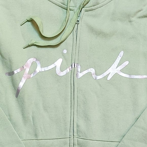 PINK VICTORIA'S SECRET Mint Green Silver Metallic Jogger Set - XXL - Picture 3 of 7